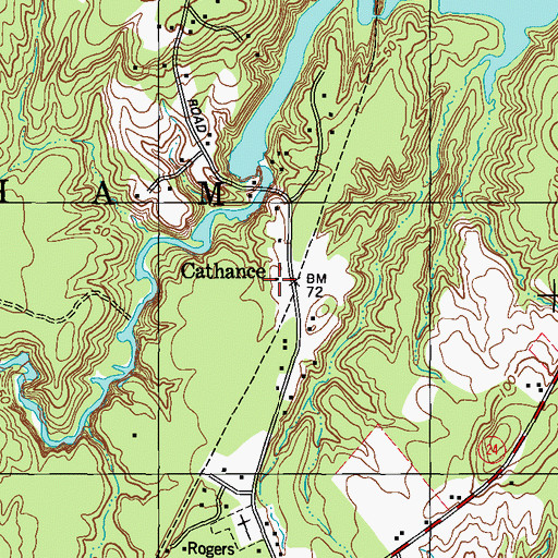 Topographic Map of Cathance, ME