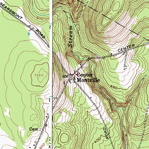 Topographic Map of Center Montville, ME