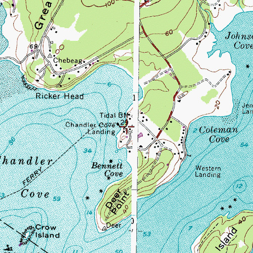 Topographic Map of Chandler Cove Landing, ME