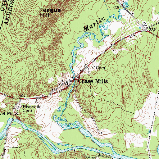 Topographic Map of Chase Mills, ME