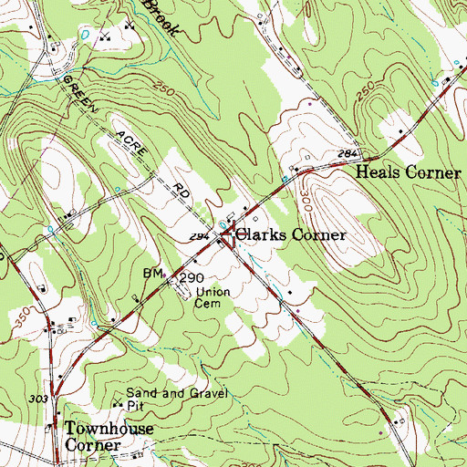Topographic Map of Clarks Corner, ME