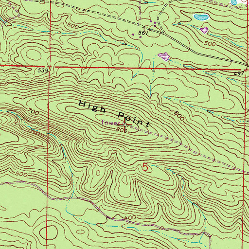 Topographic Map of High Point, AR
