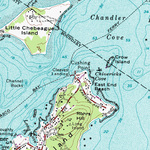 Topographic Map of Cleaves Landing, ME