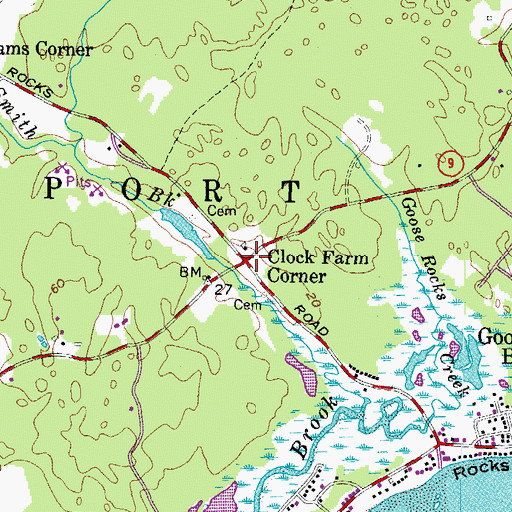 Topographic Map of Clock Farm Corner, ME