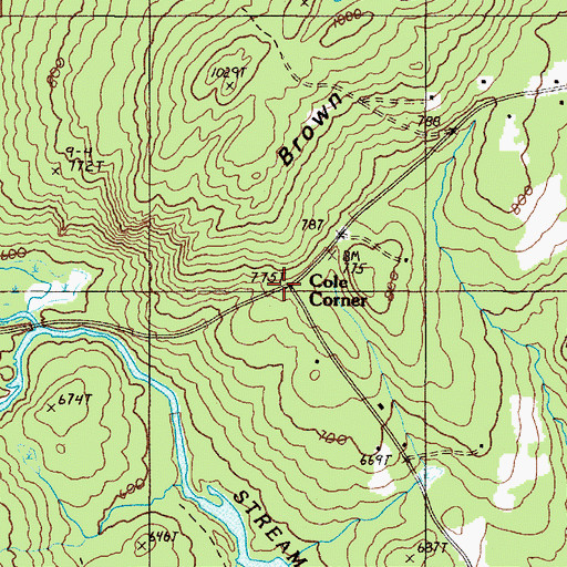 Topographic Map of Cole Corner, ME