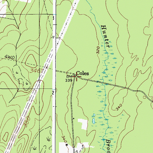 Topographic Map of Coles, ME