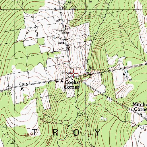 Topographic Map of Cooks Corner, ME