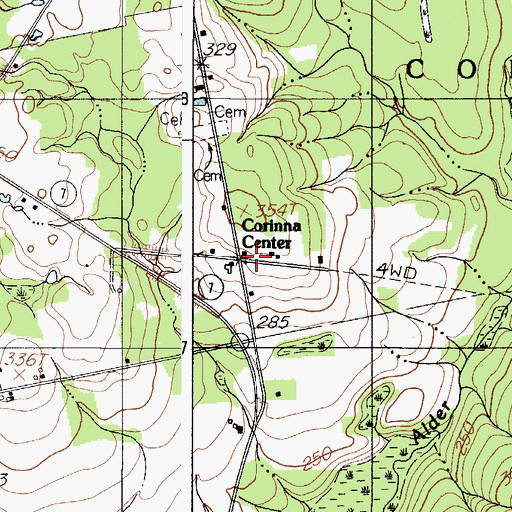 Topographic Map of Corinna Center, ME