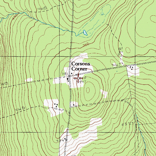 Topographic Map of Corsons Corner, ME