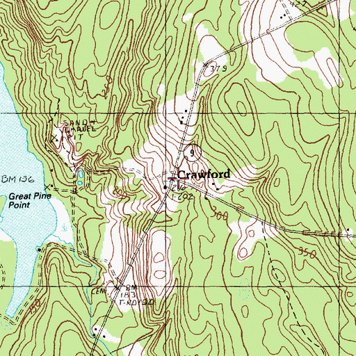 Topographic Map of Crawford, ME