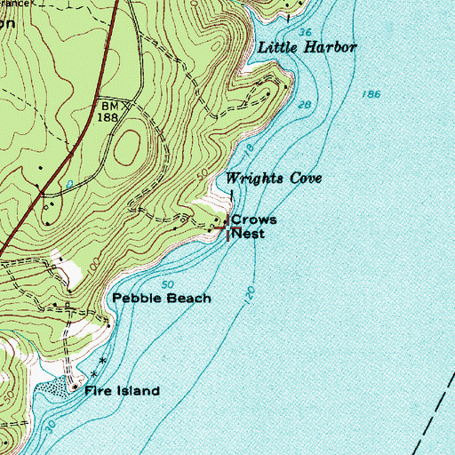 Topographic Map of Crows Nest, ME