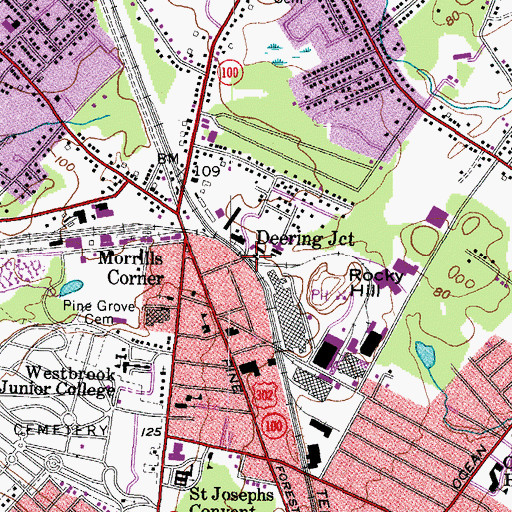 Topographic Map of Deering Junction, ME