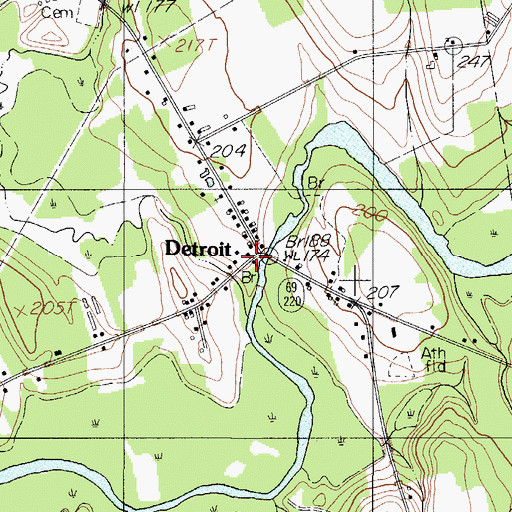 Topographic Map of Detroit, ME