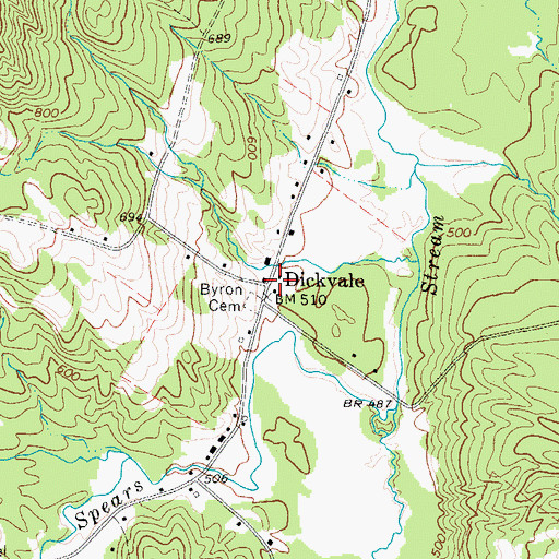 Topographic Map of Dickvale, ME