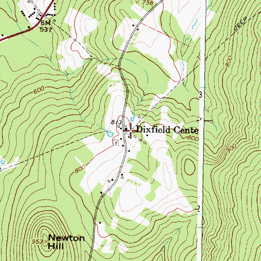 Topographic Map of Dixfield Center, ME