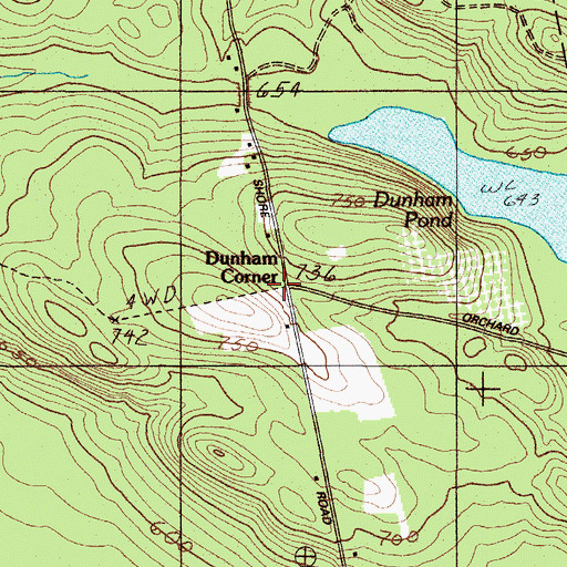 Topographic Map of Dunham Corner, ME