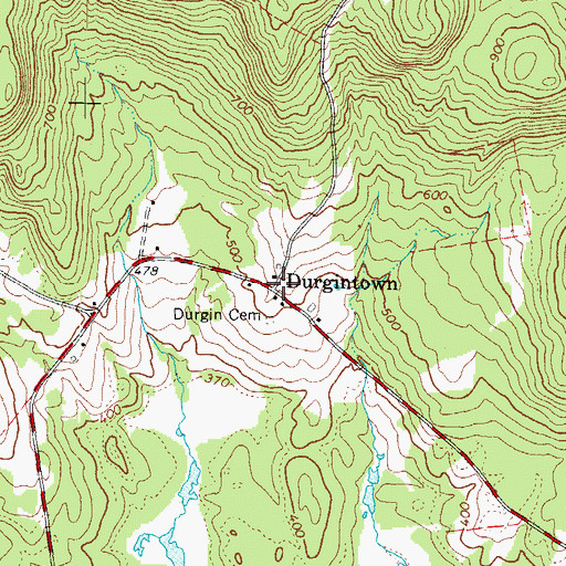Topographic Map of Durgintown, ME