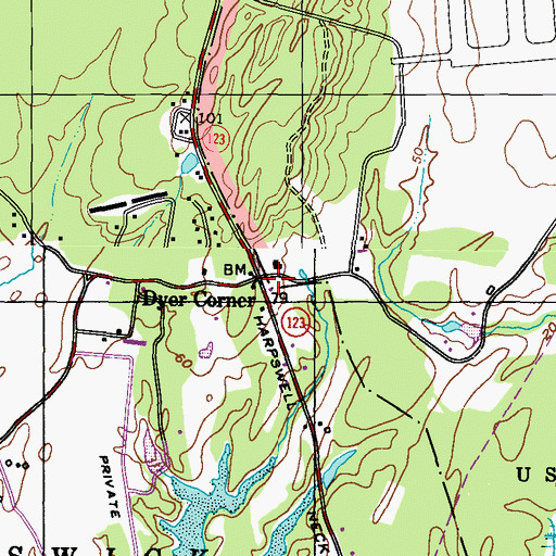 Topographic Map of Dyer Corner, ME