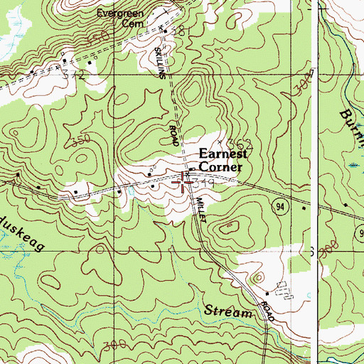 Topographic Map of Earnest Corner, ME