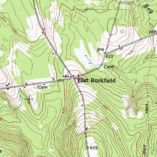 Topographic Map of East Buckfield, ME
