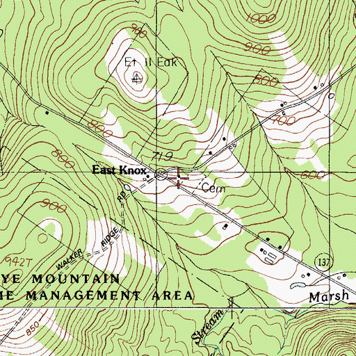 Topographic Map of East Knox, ME