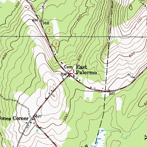 Topographic Map of East Palermo, ME