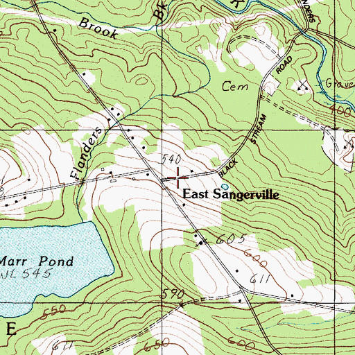 Topographic Map of East Sangerville, ME