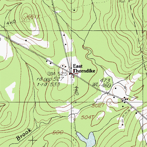 Topographic Map of East Thorndike, ME