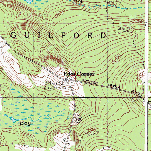 Topographic Map of Edes Corner, ME