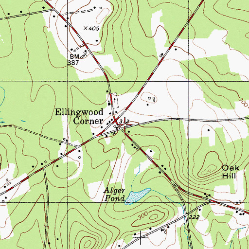 Topographic Map of Ellingwood Corner, ME