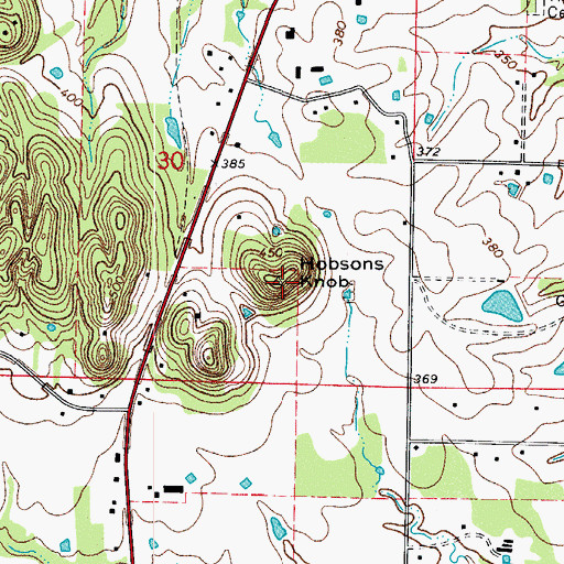 Topographic Map of Hobsons Knob, AR