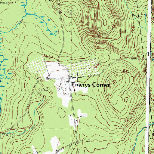 Topographic Map of Emerys Corner, ME