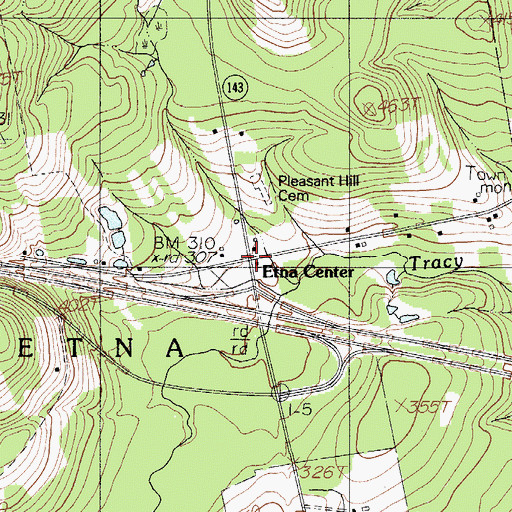 Topographic Map of Etna Center, ME
