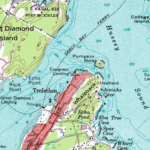 Topographic Map of Evergreen Landing, ME