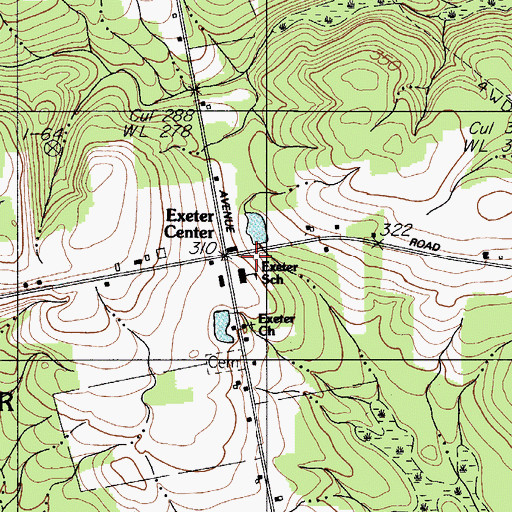 Topographic Map of Exeter Center, ME