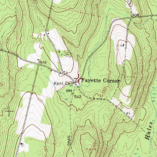 Topographic Map of Fayette Corner, ME
