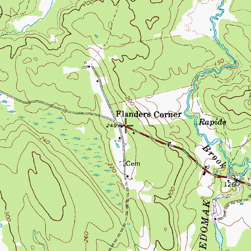 Topographic Map of Flanders Corner, ME