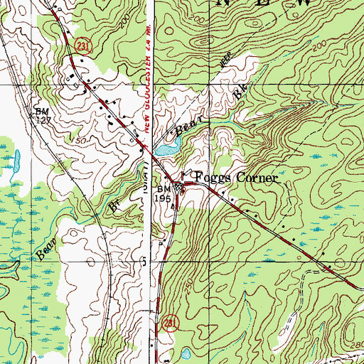 Topographic Map of Foggs Corner, ME