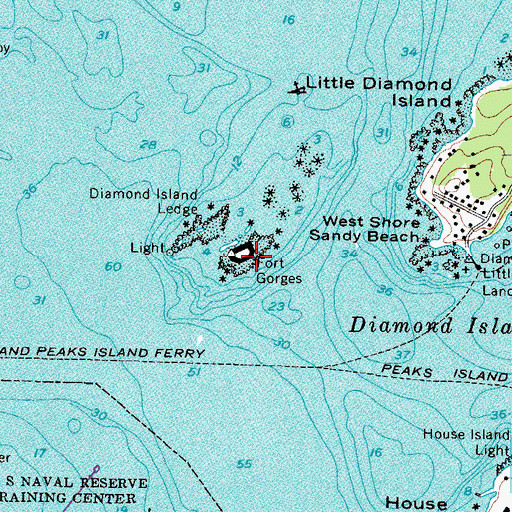 Topographic Map of Fort Gorges, ME