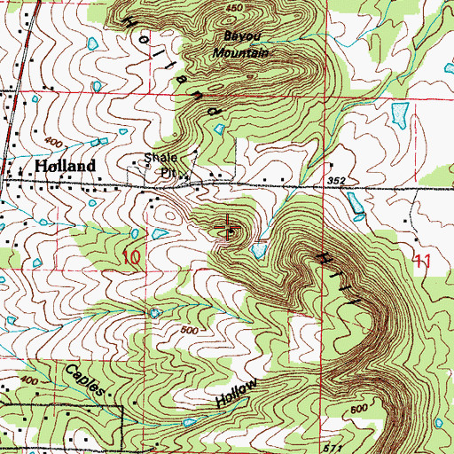 Topographic Map of Holland Hill, AR