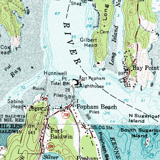 Topographic Map of Fort Popham, ME