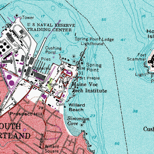 Topographic Map of Fort Preble, ME