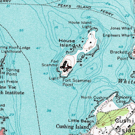 Topographic Map of Fort Scammel, ME