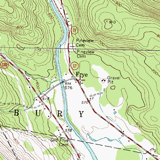 Topographic Map of Frye, ME