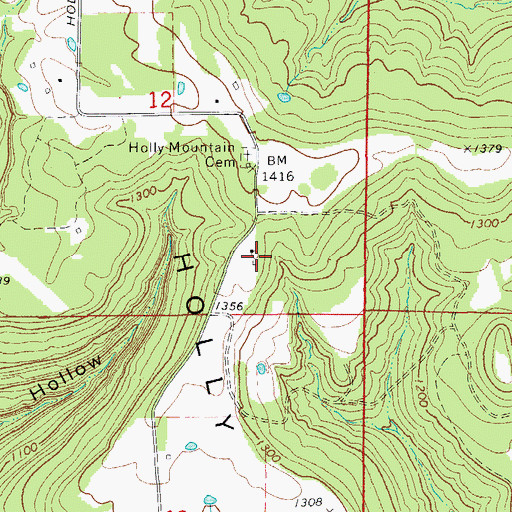 Topographic Map of Holly Mountain, AR