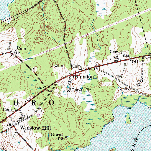 Topographic Map of Glendon, ME