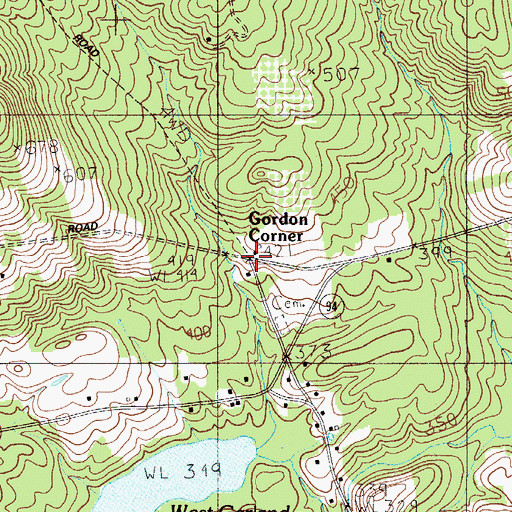 Topographic Map of Gordon Corner, ME