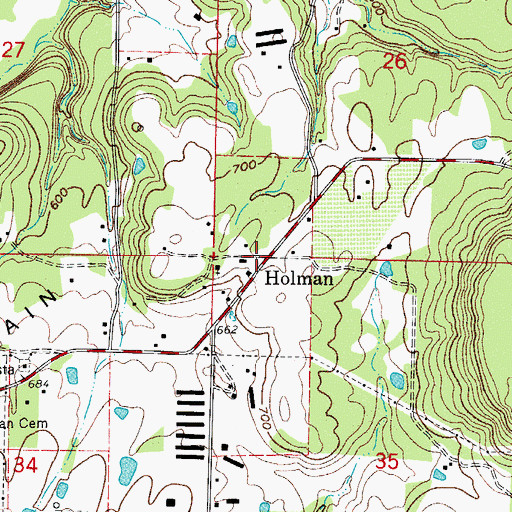 Topographic Map of Holman, AR