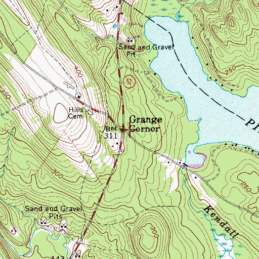 Topographic Map of Grange Corner, ME