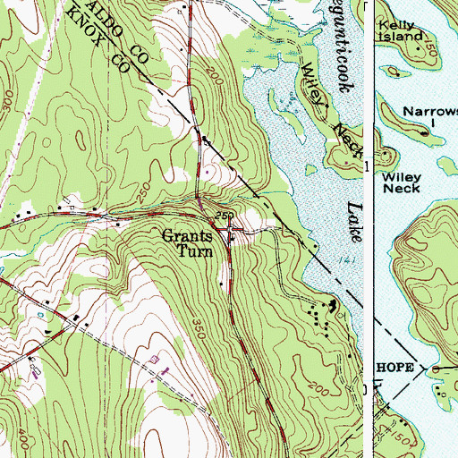 Topographic Map of Grants Turn, ME